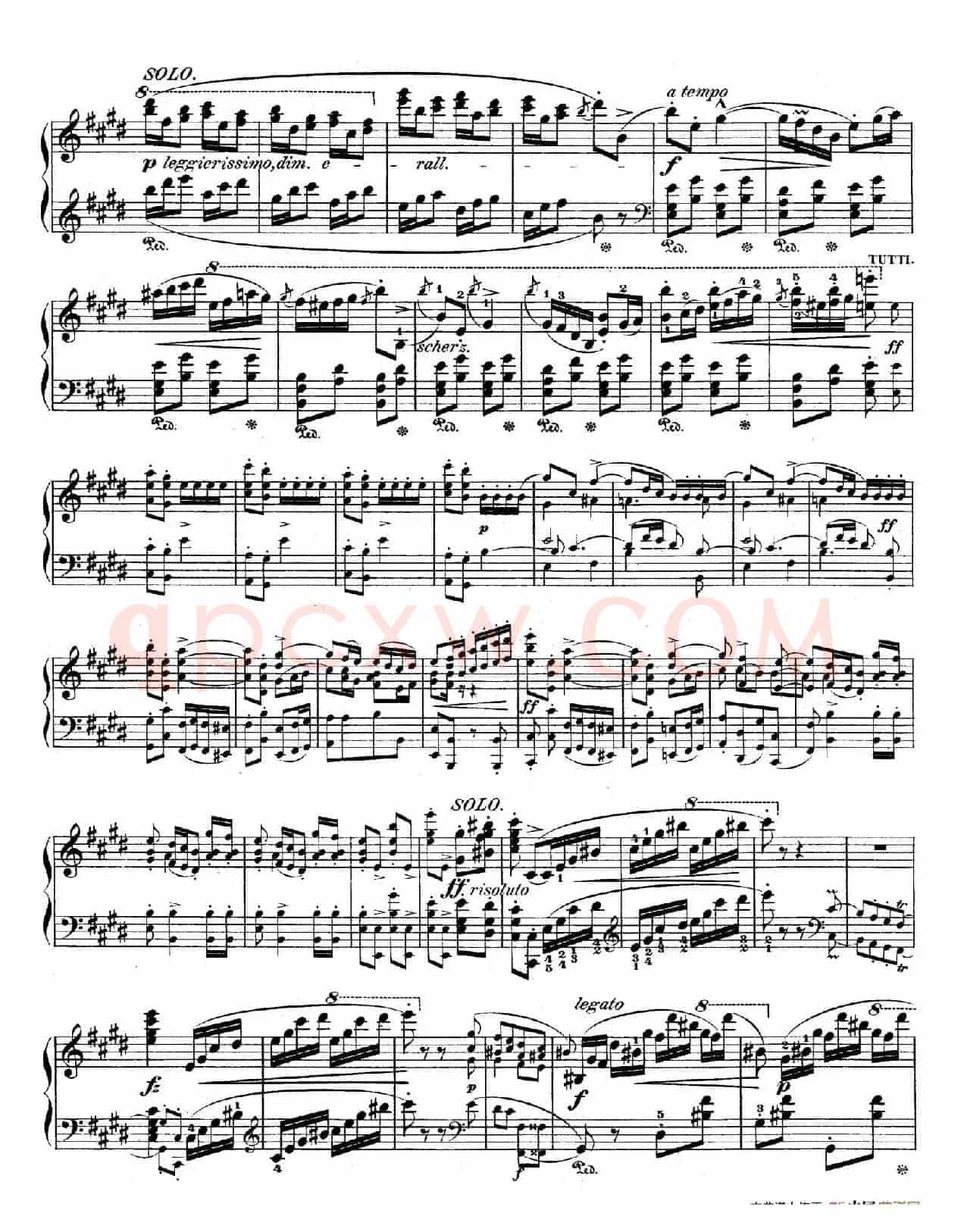 e小调第一钢琴协奏曲 Op.11((钢琴独奏版·第三乐章)