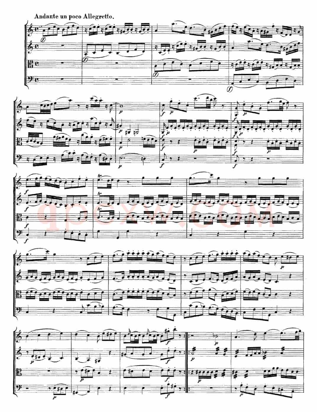 Mozart《Quartet No.5 in F Major,K.158》（总谱）