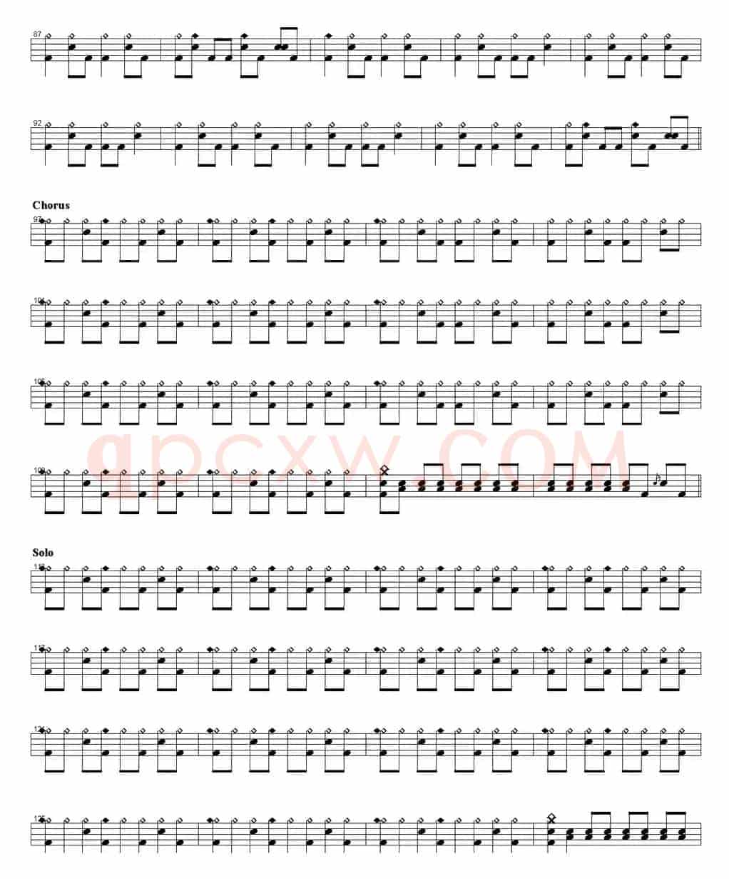 爵士鼓谱：Guns n' Roses - Sweet child of mine