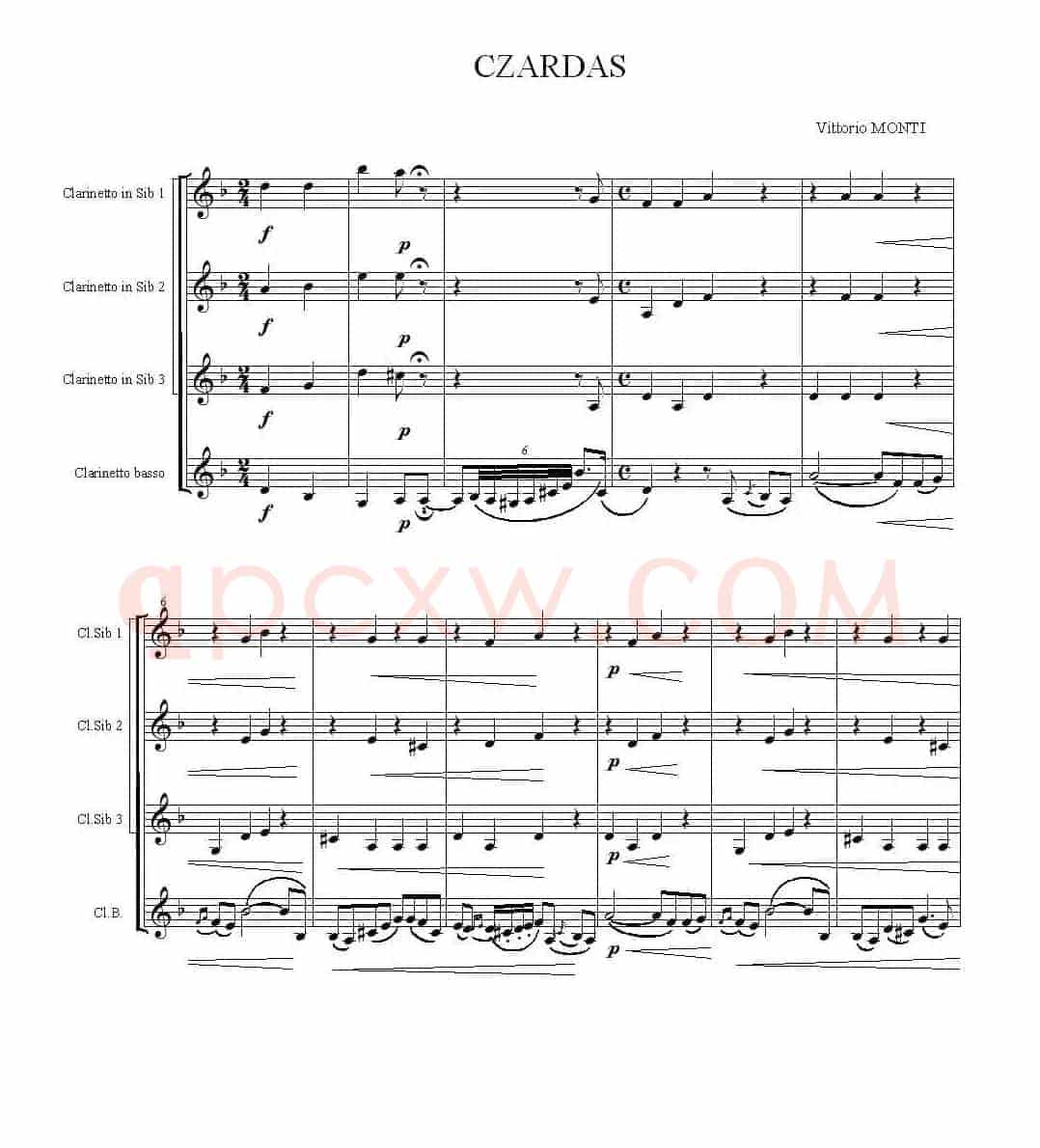 CZARDAS（查尔达斯）（单簧管四重奏）