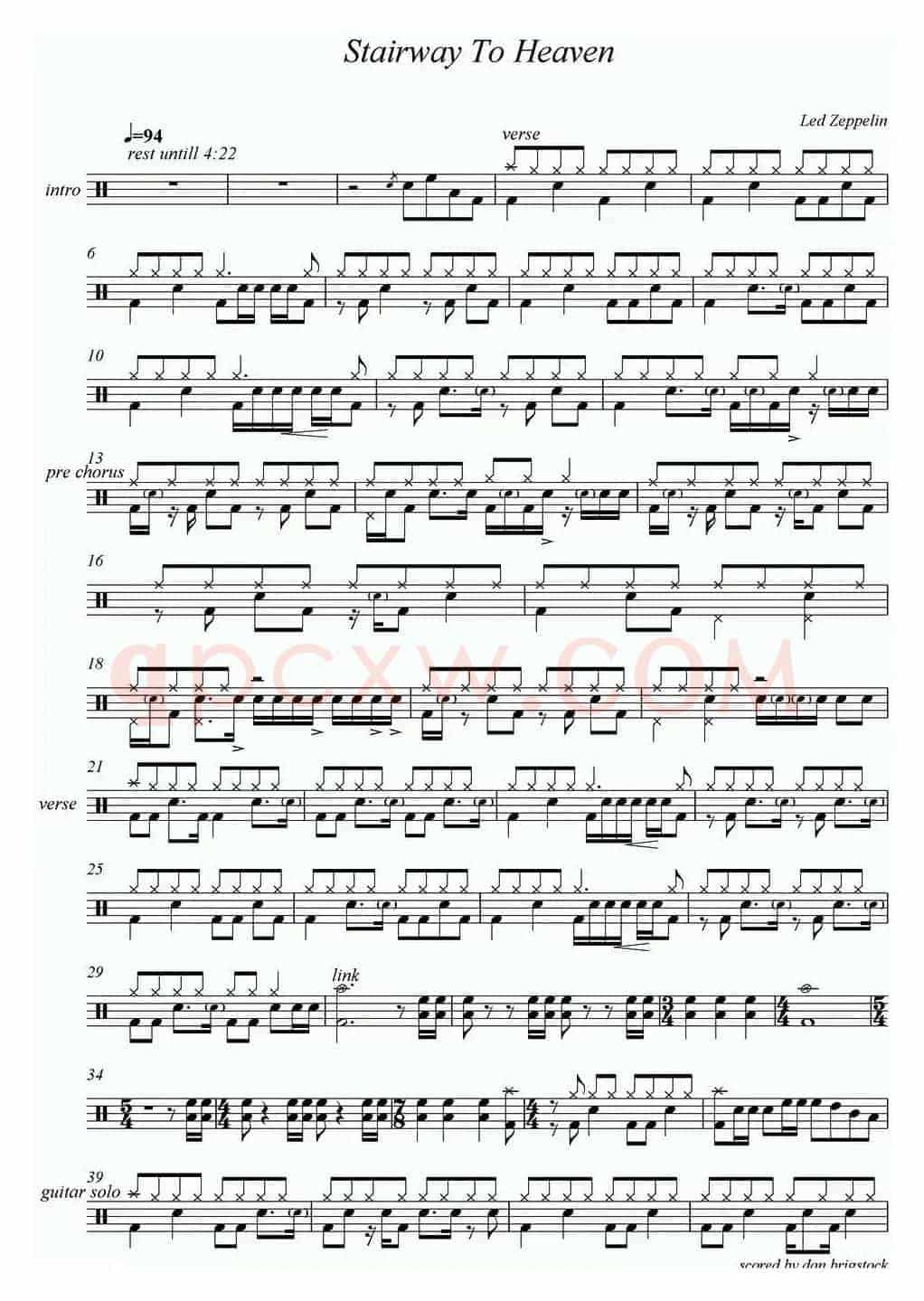 爵士鼓谱：Led Zeppelin-Stairway to heaven