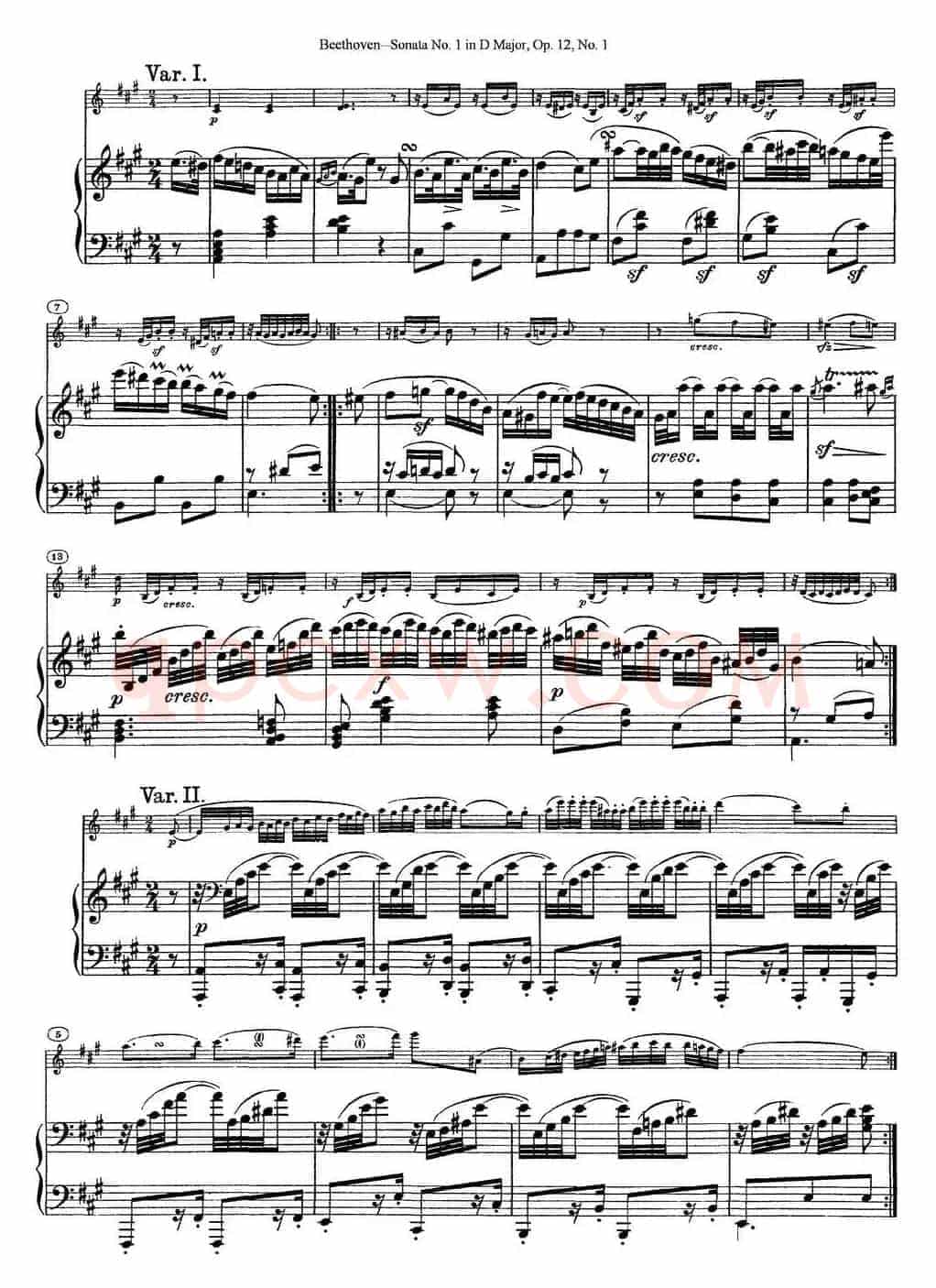 Violin Sonata No.1 in D Major Op.12 No.1（小提琴+钢琴伴奏）