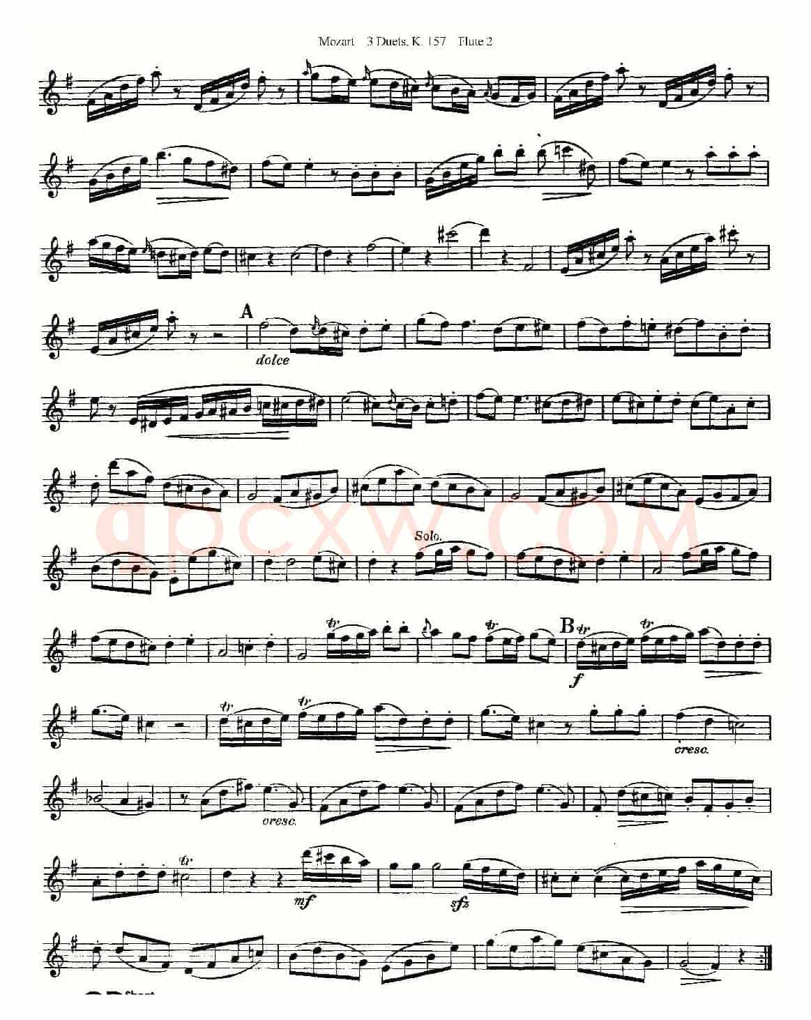 3 Duets K.157 之第二长笛（二重奏三首 K157号）