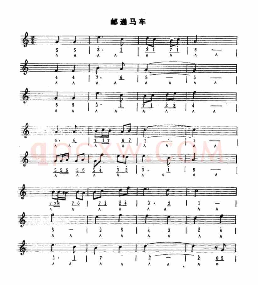 邮递马车（线简谱混排版）