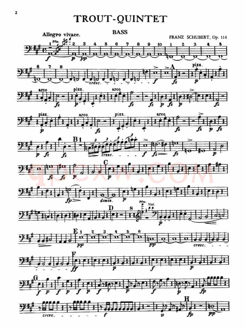 TROUT QUINTET（鳟鱼五重奏）（BASS分谱）