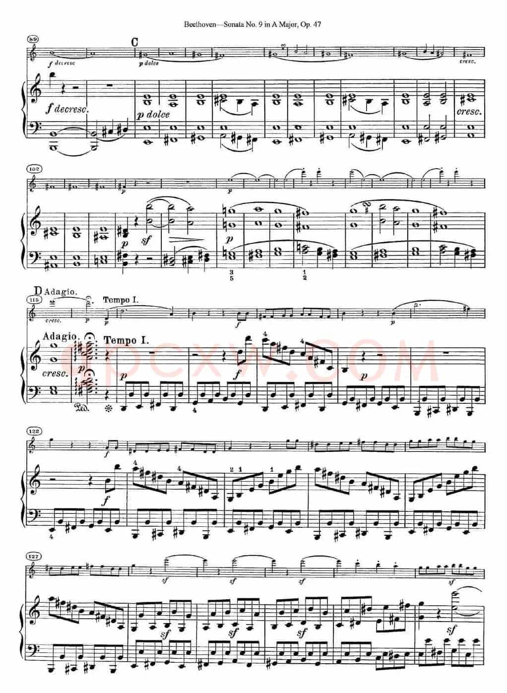 Violin Sonata No.9 in A Major Op.47（小提琴+钢琴伴奏）