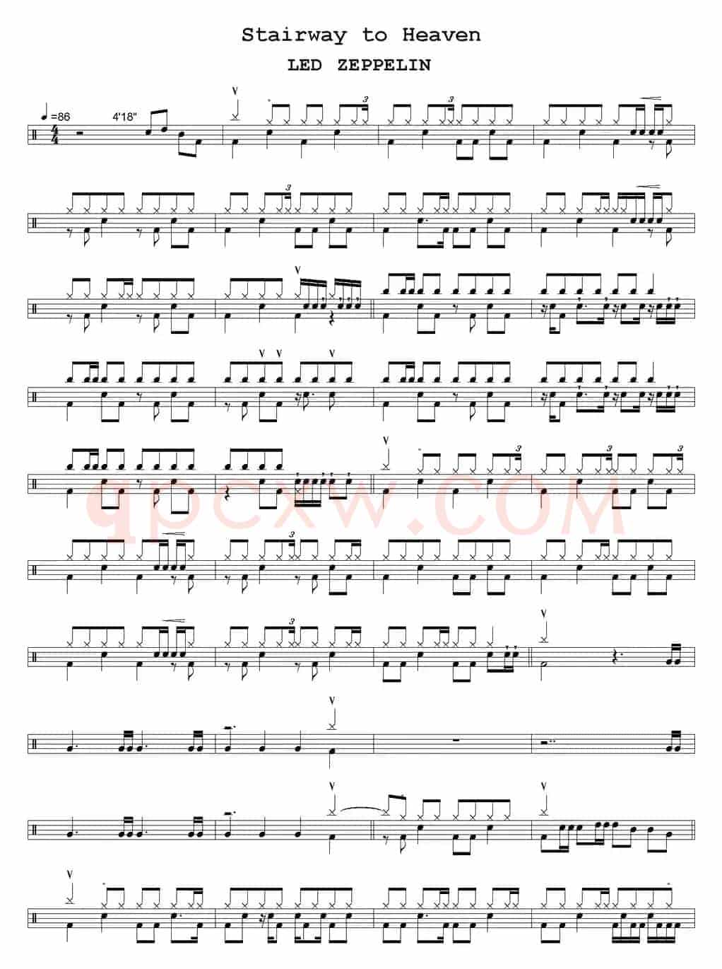 爵士鼓谱：Led Zeppelin-Stairway to heaven