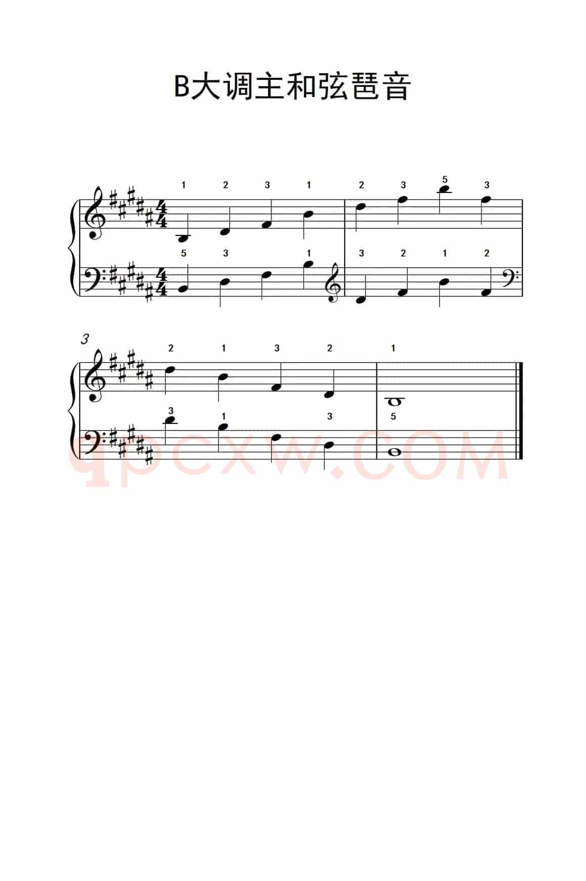 B大调主和弦琶音（孩子们的钢琴音阶、和弦与琶音 2）