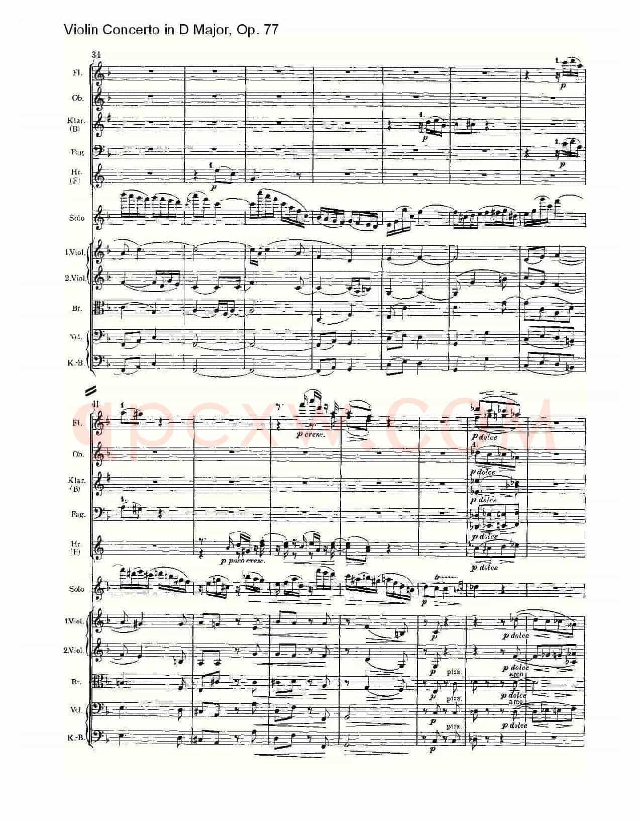 D大调小提琴协奏曲, Op.77第二乐章