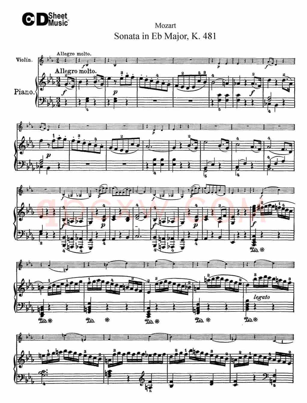 Violin Sonata in Eb Major K.481（小提琴+钢琴伴奏）