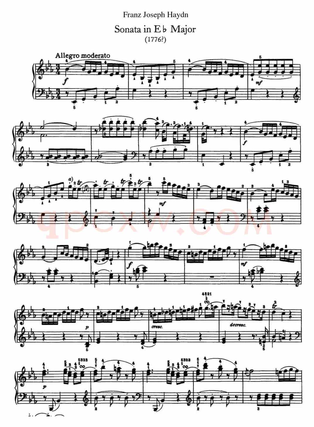 海顿 钢琴奏鸣曲 Hob XVI 28 in E-flat major