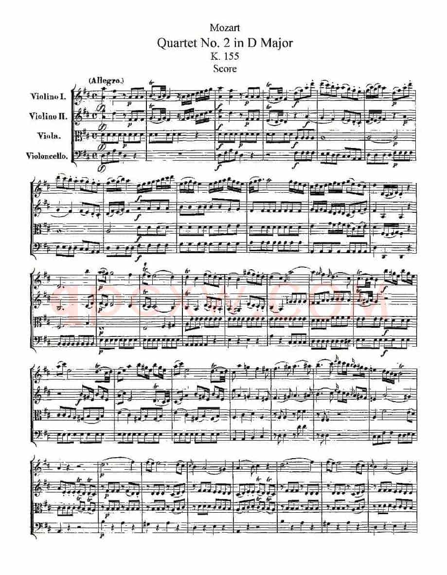 Quartet No. 2 in D Major, K. 155.（D大调第二弦乐四重奏）