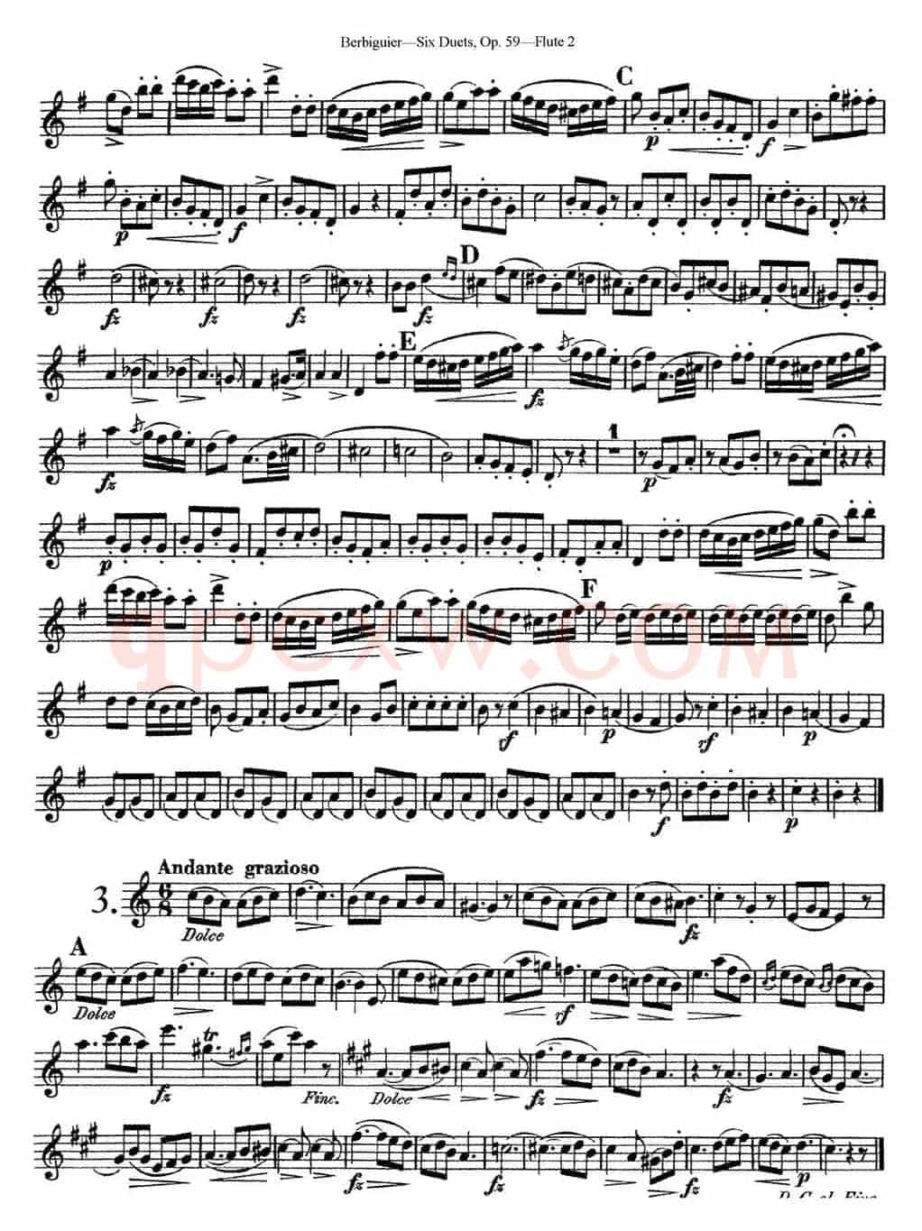 博比格6首长笛二重奏练习曲Op.59（Flute  2）