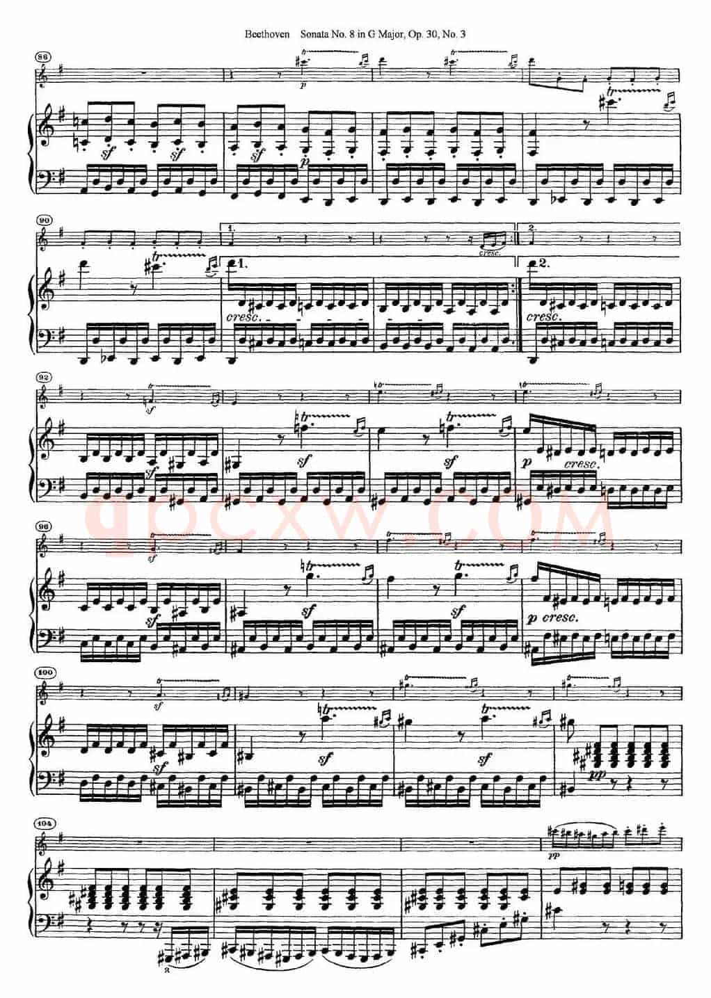 Violin Sonata No.8 in G Major Op.30 No.3（小提琴+钢琴伴奏）