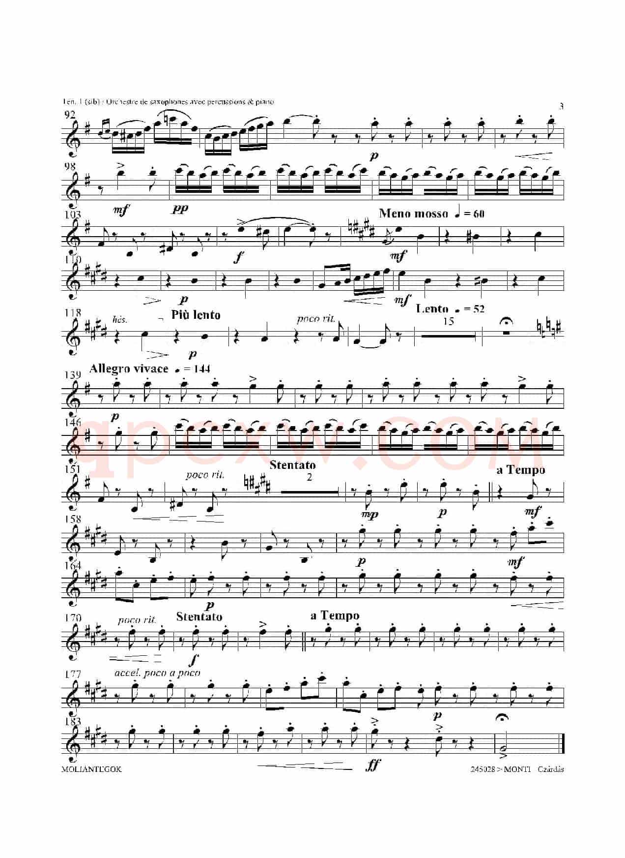 Czardas 查尔达斯（15重奏）（3支次中音萨克斯）