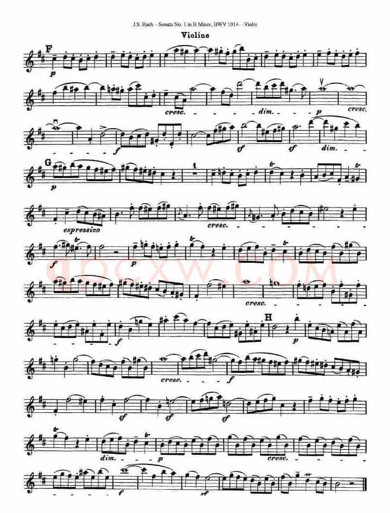 巴赫小提琴奏鸣曲No.1b小调（BWV 1014 [小提琴谱]）