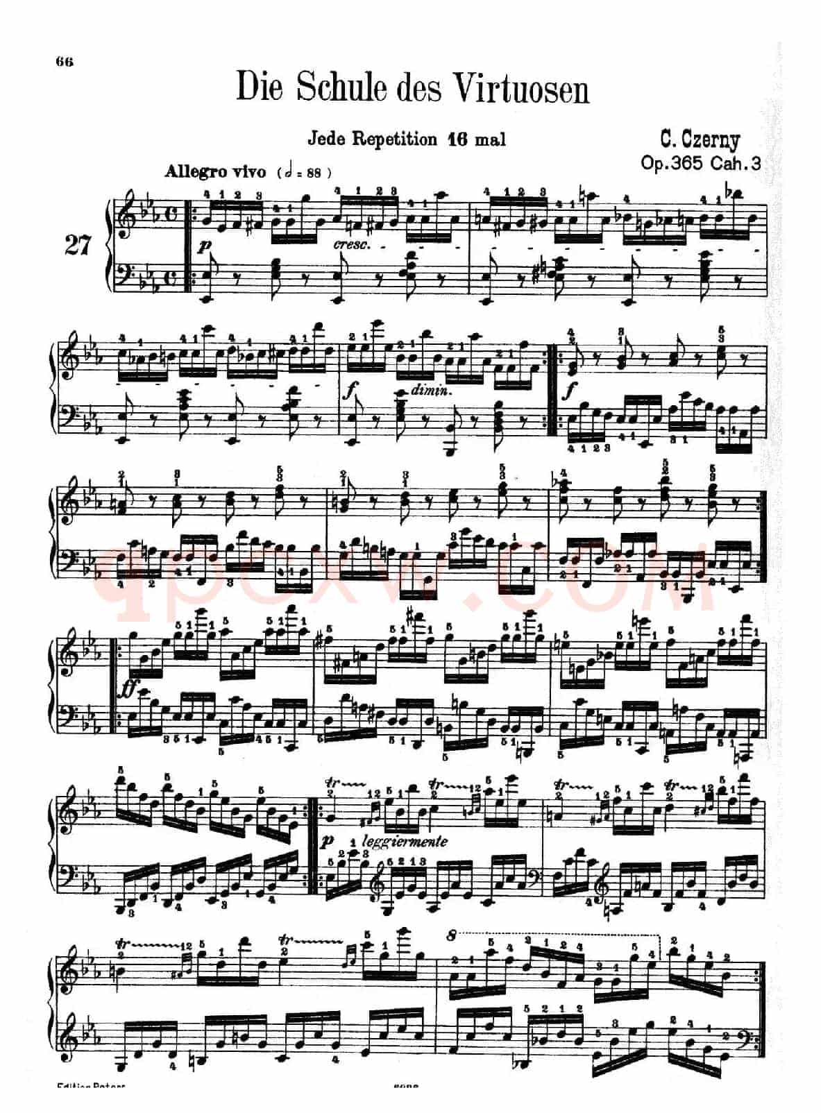 School of the Virtuoso Op.365（60首钢琴高级练习曲·27）