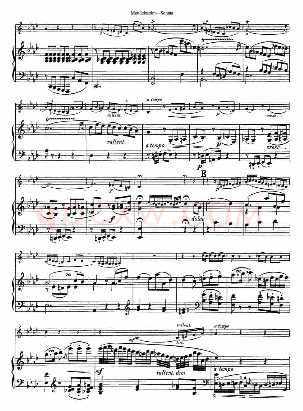 Mendelssohn Violin Sonata（小提琴+钢琴伴奏）