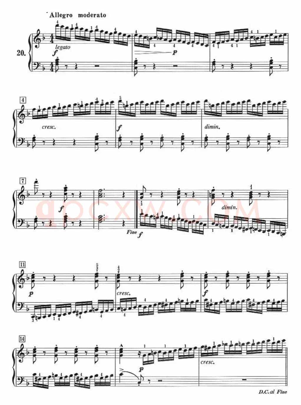 50首莱蒙钢琴练习曲 作品37（NO.20）
