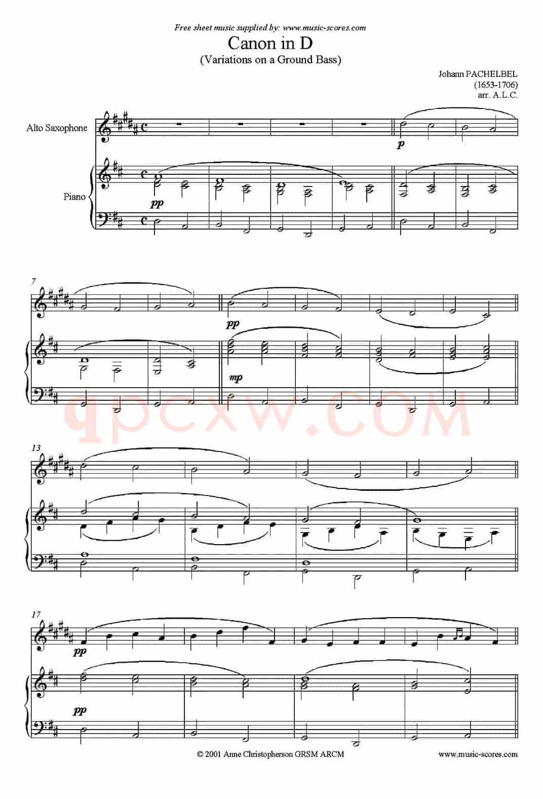 Canon in D（中音萨克斯+钢琴伴奏）