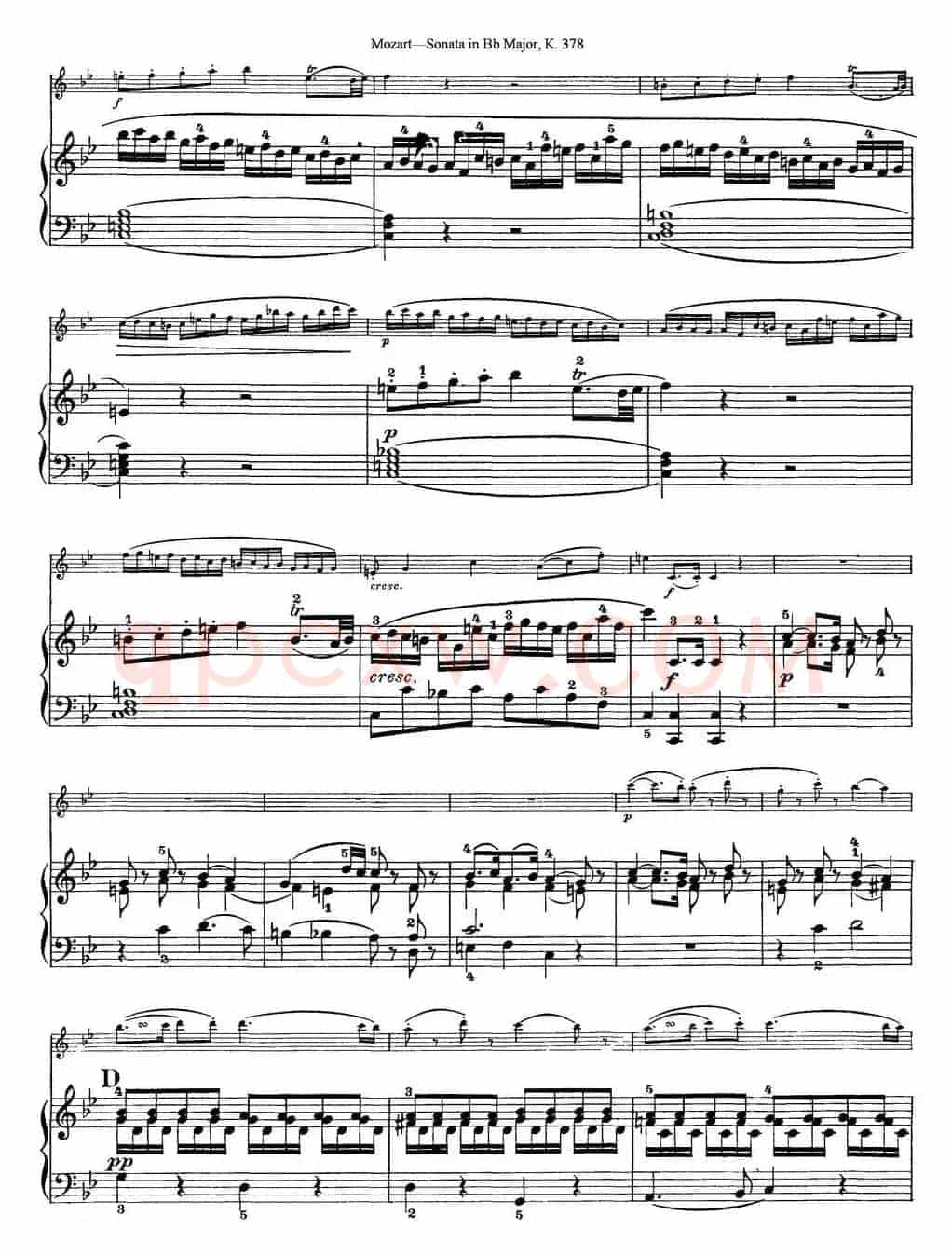 Violin Sonata in Bb Major K.378（小提琴+钢琴伴奏）