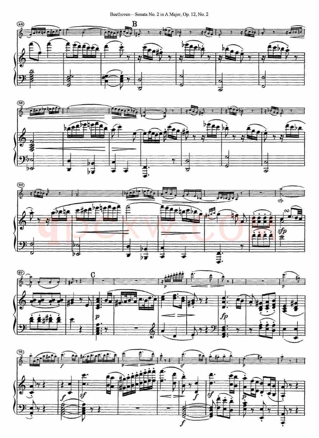 Violin Sonata No.2 in A Major Op.12 No.2（小提琴+钢琴伴奏）