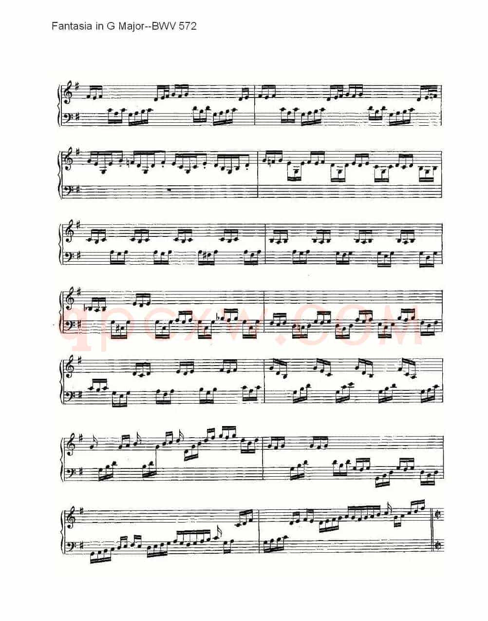 Fantasia in G Major--BWV 572 （管风琴谱）
