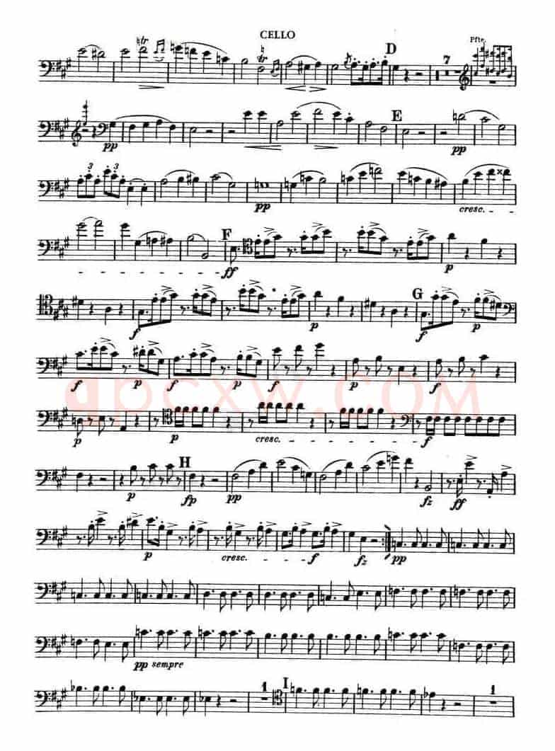 TROUT-QUARTET（大提琴谱）