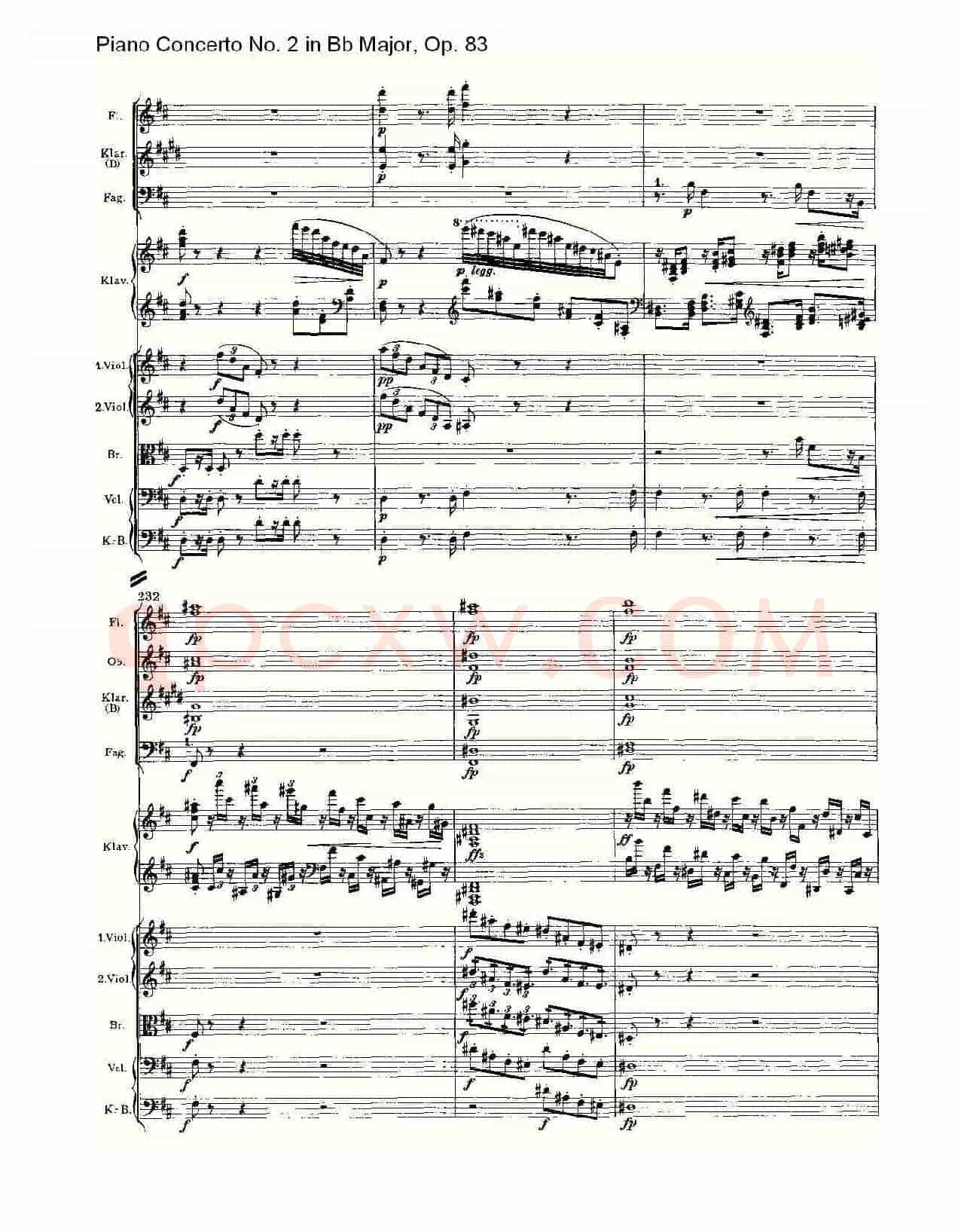 Bb大调钢琴第二协奏曲, Op.83第一乐章(一)