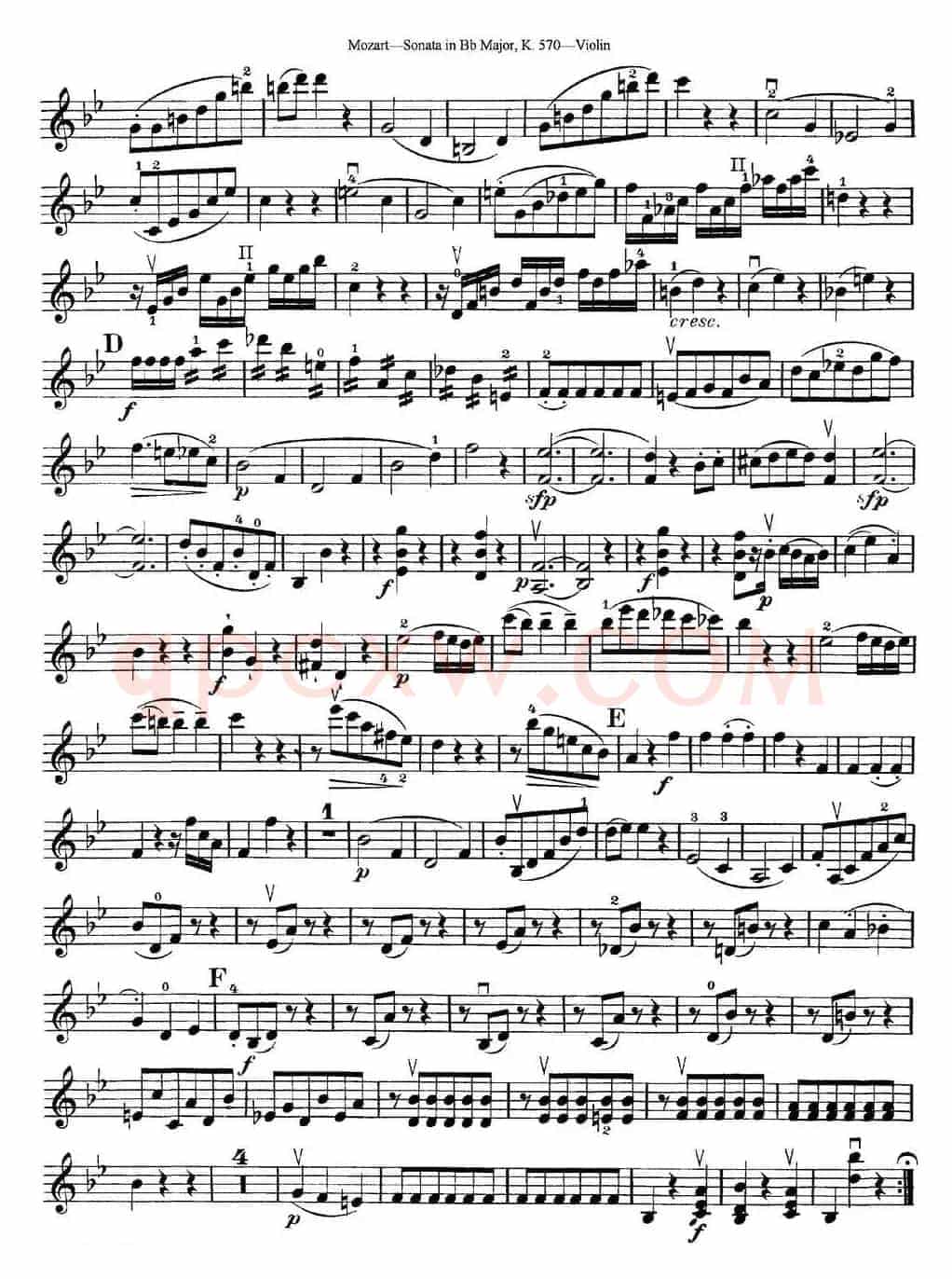 Violin Sonata in Bb Major K.570