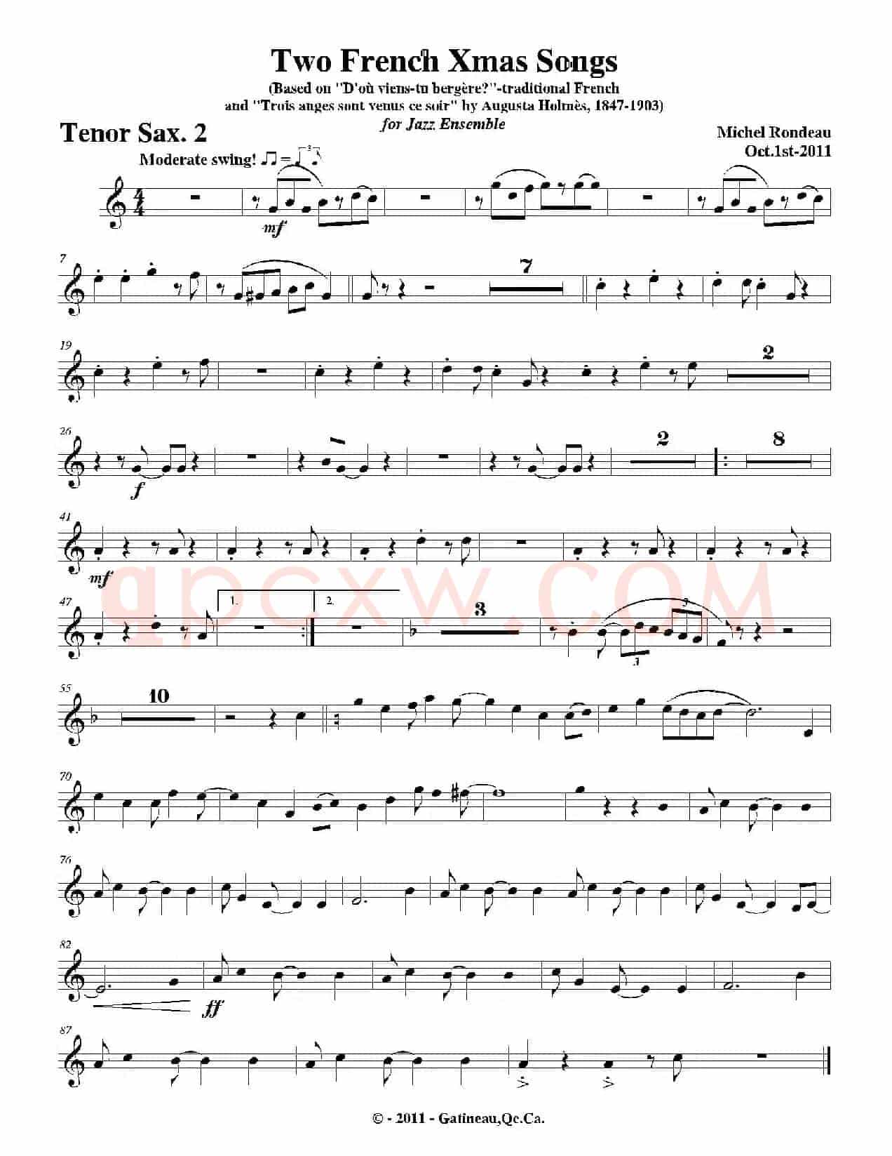 Two French Xmas Songs（第二次中音萨克斯分谱）