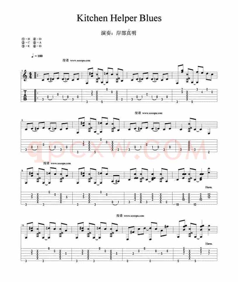 Kitchen Helper Blues（指弹谱）