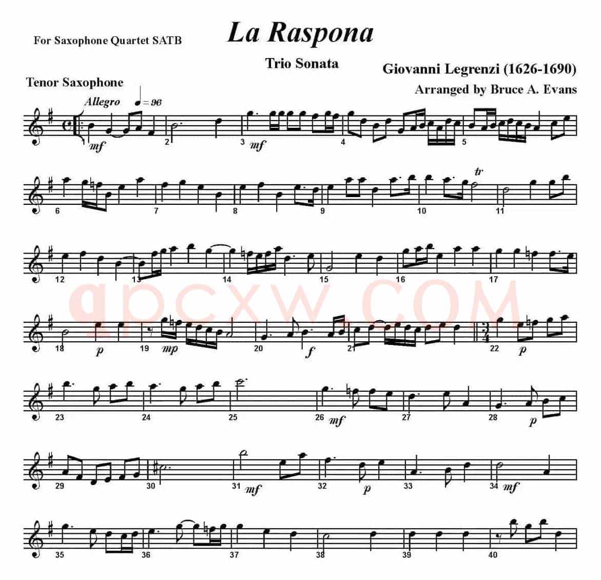 La Raspona（四重奏·次中音萨克斯分谱）