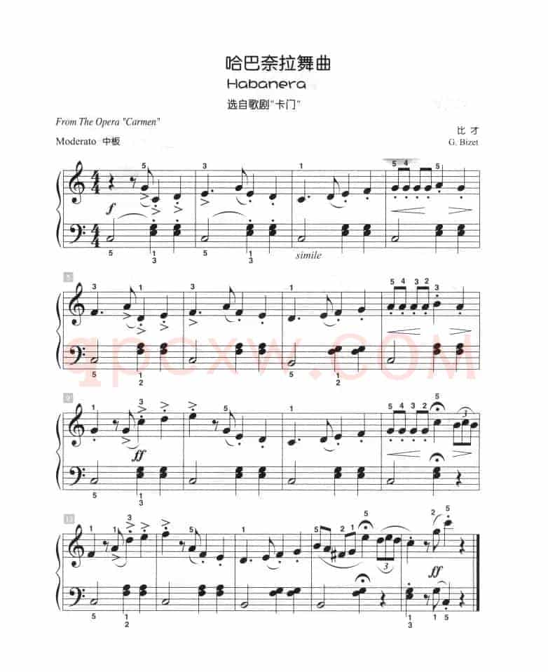哈巴奈拉舞曲（儿童古典钢琴小品）