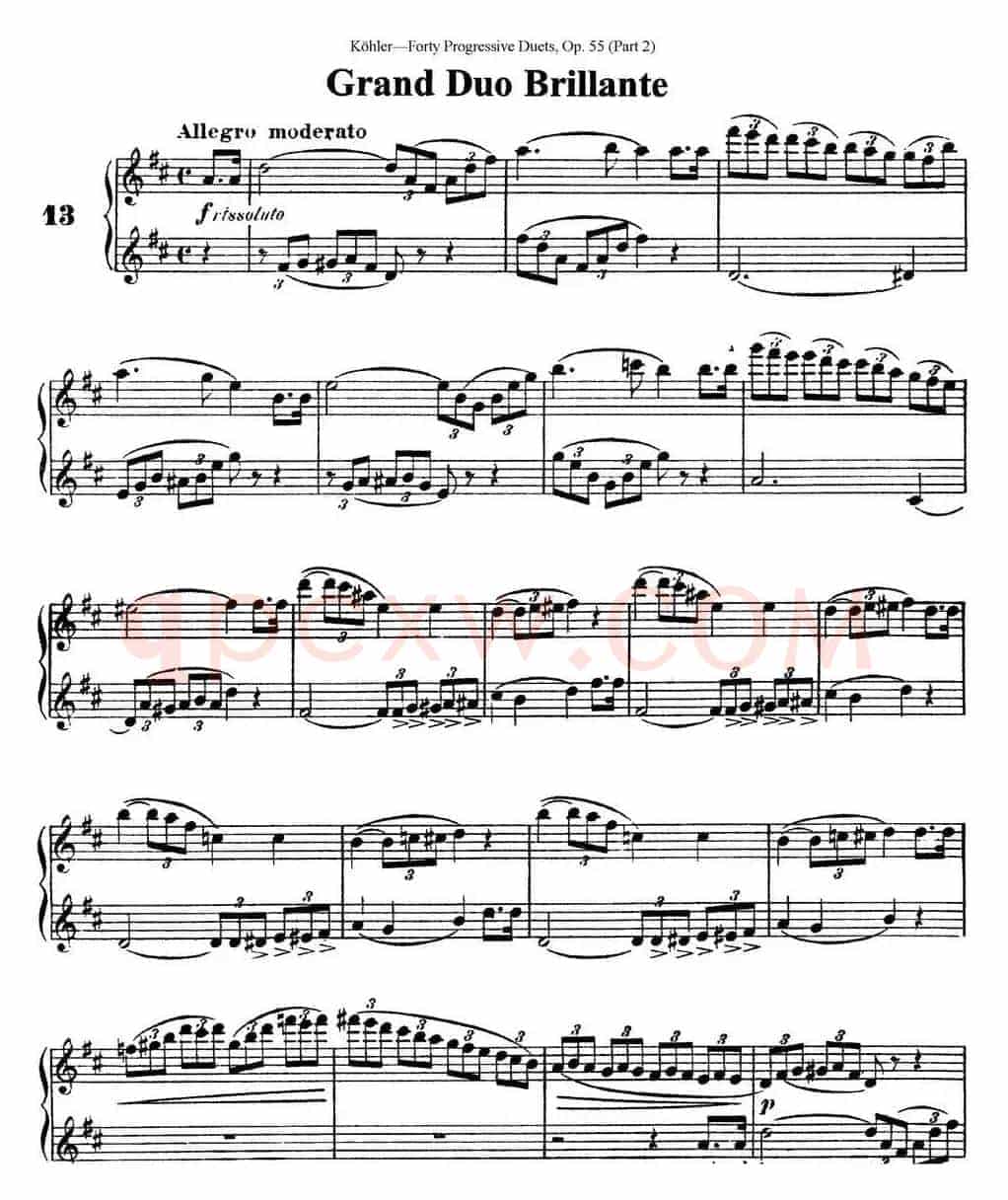 柯勒40首长笛提高练习曲OP.55（二重奏）（NO.13）