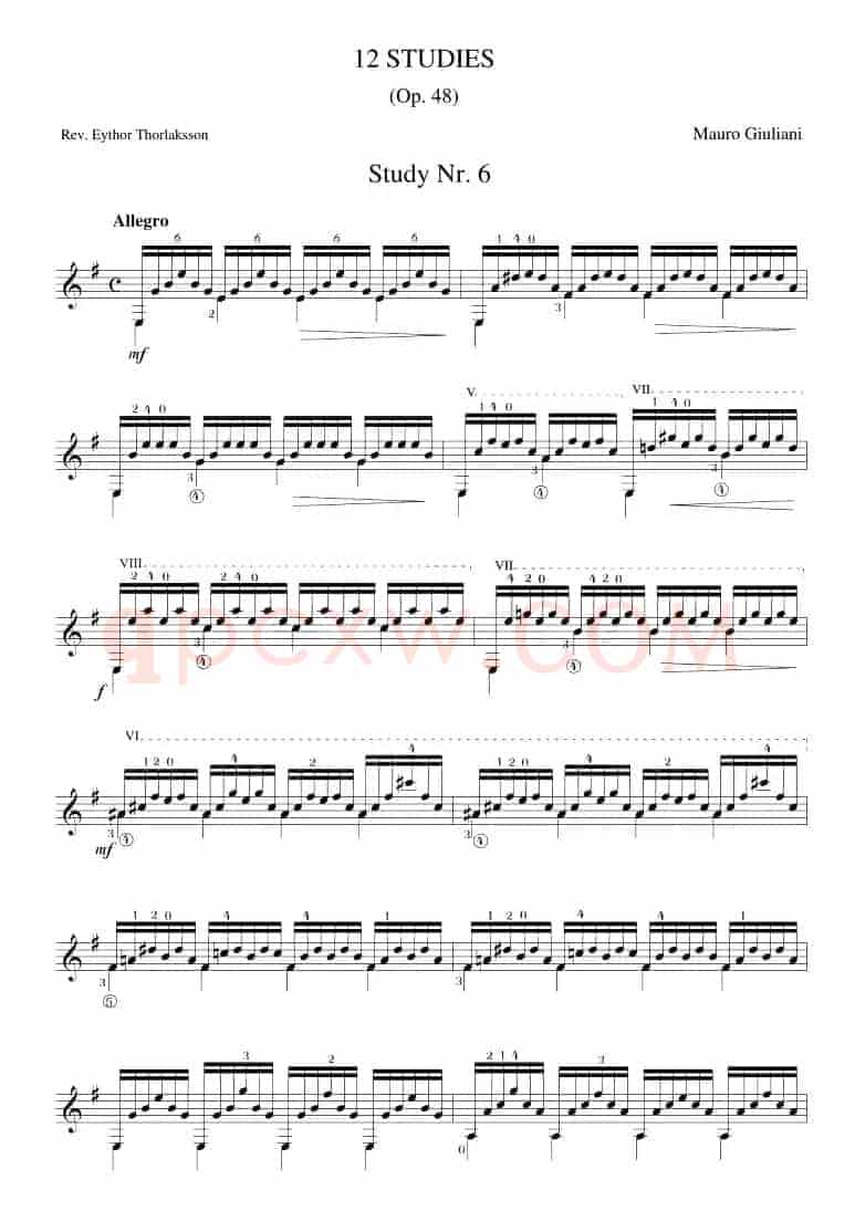 Mauro Giuliani《12 Studies,Op.48》（STUDY 6）