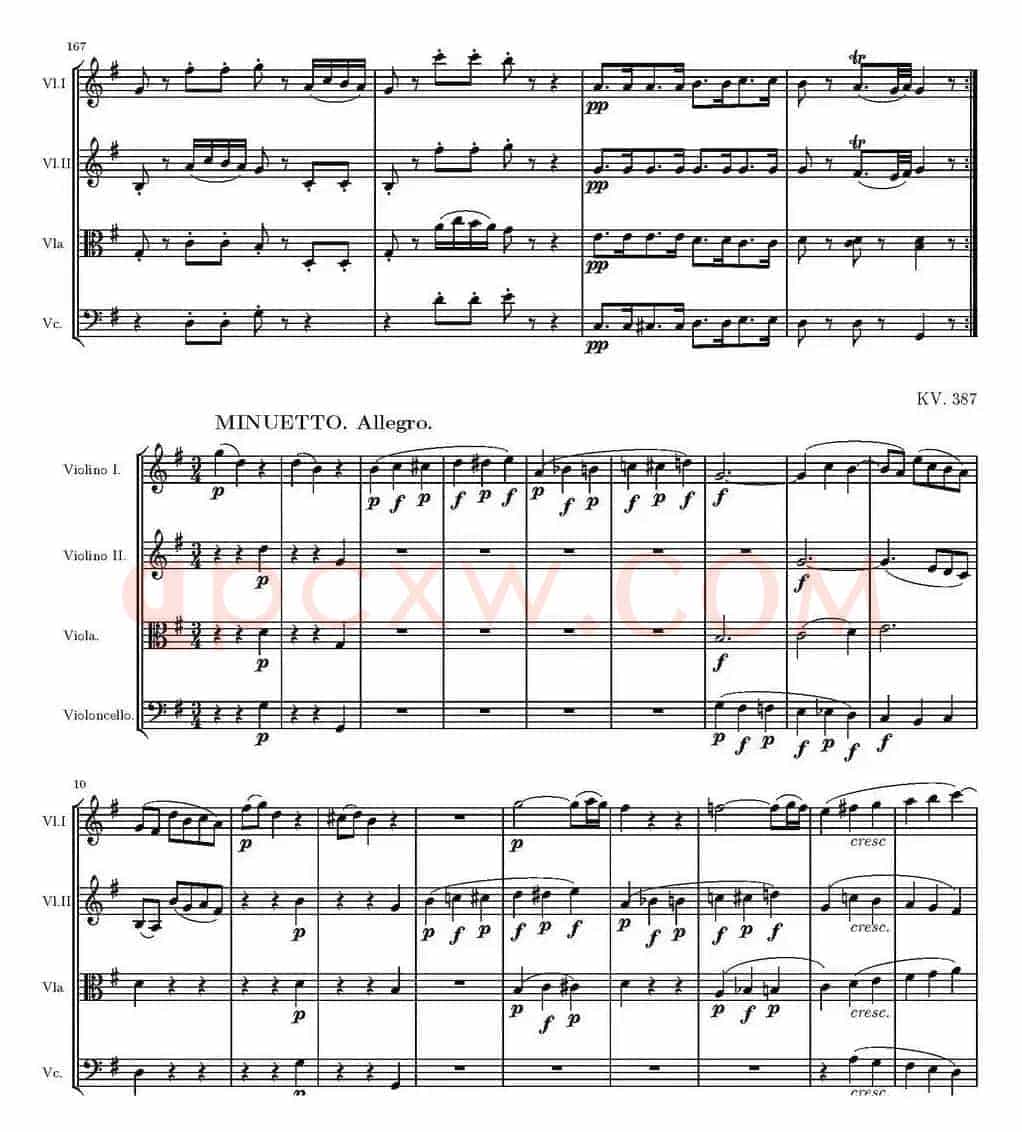 String Quartet KV.387（G大调弦乐四重奏）