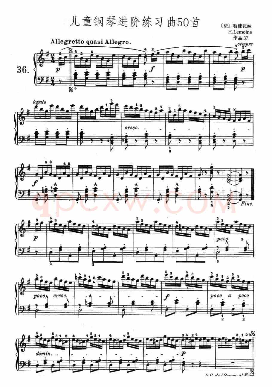 儿童钢琴进阶练习曲50首之36