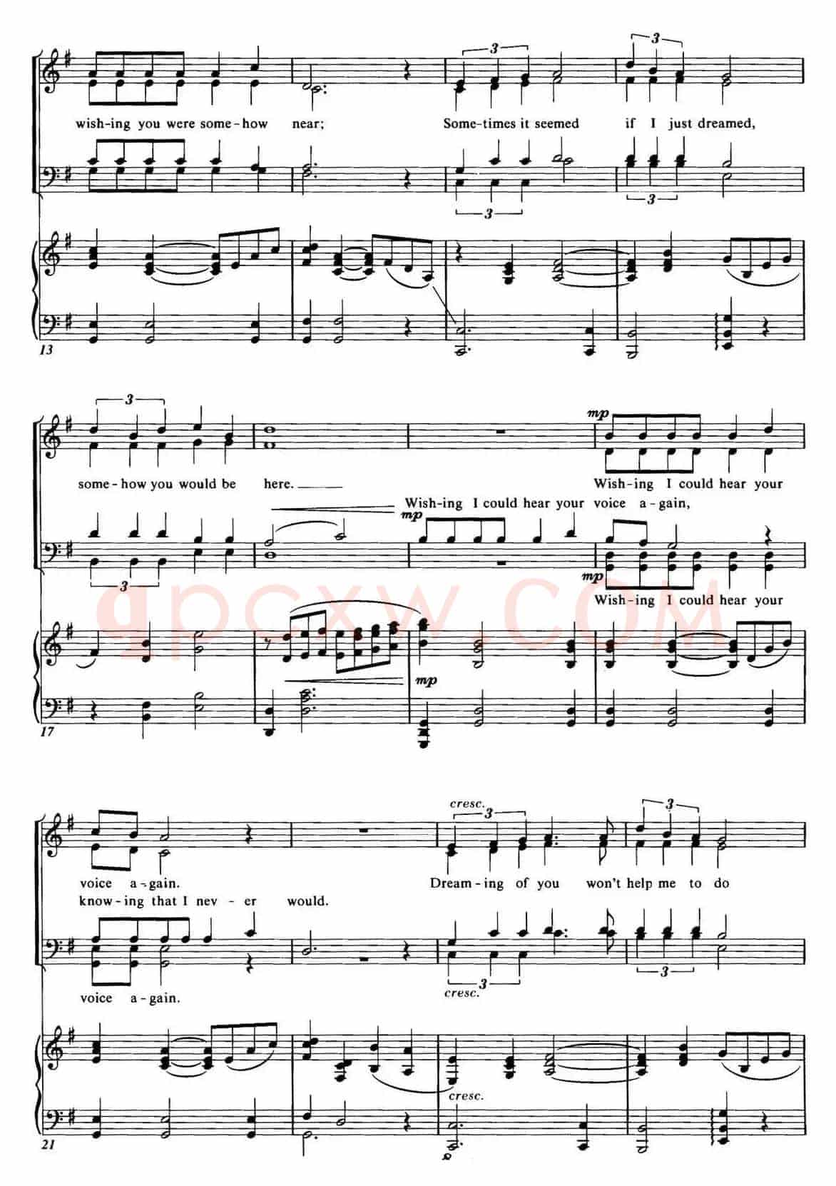 Choral Suite from The Phantom of the Opera(2 WISHING YOU WERE SOMEHOW HERE AGAIN、四重奏)