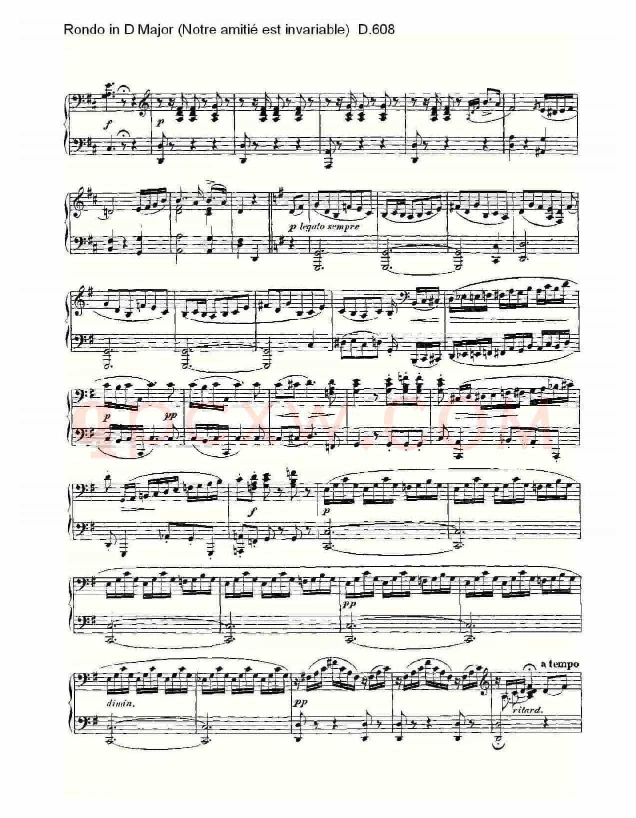 Rondo in D Major(Notre amitié est invariable) D.6)