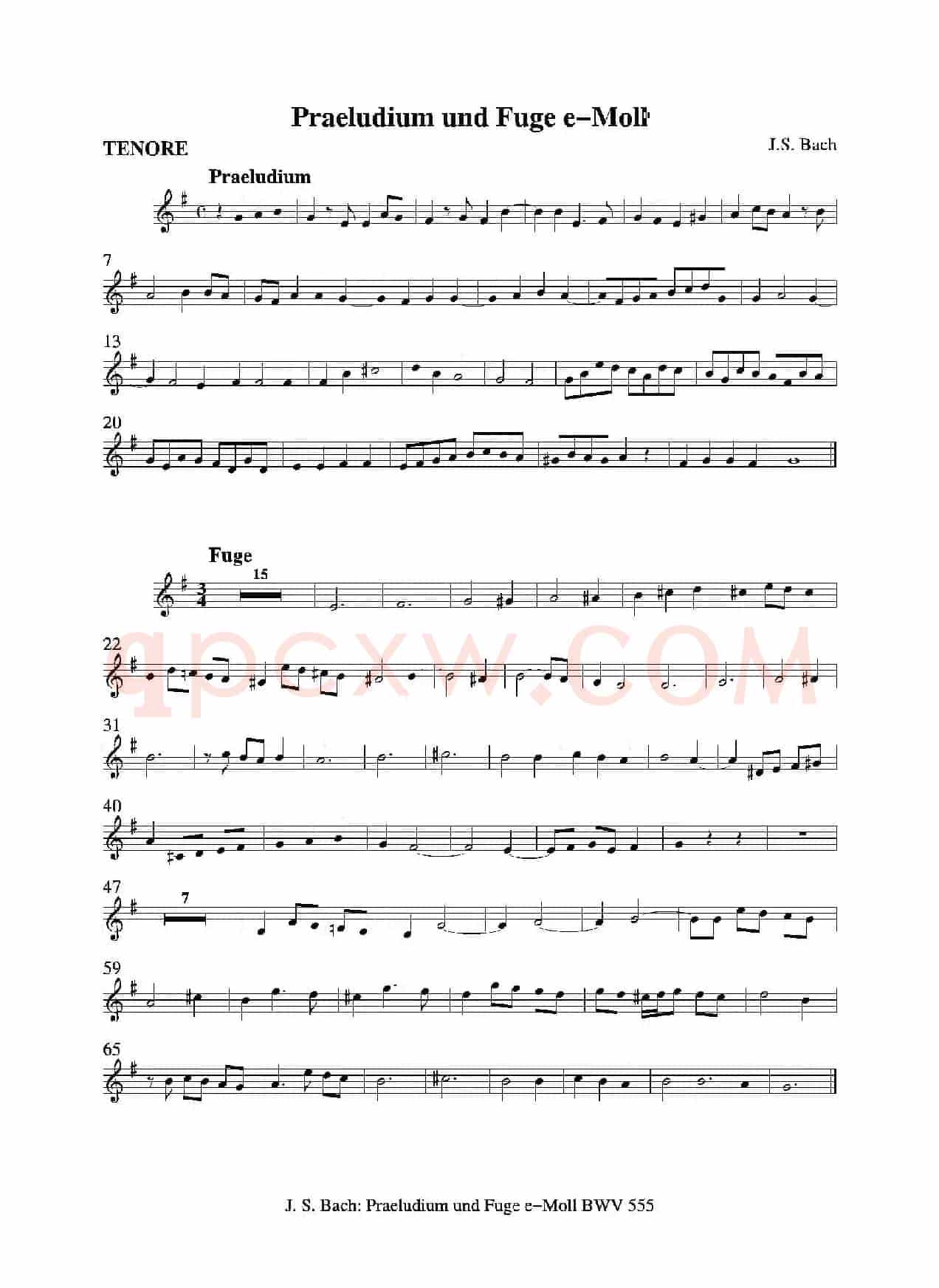 Praeludium und Fuge e-Moll（四重奏总谱+分谱）