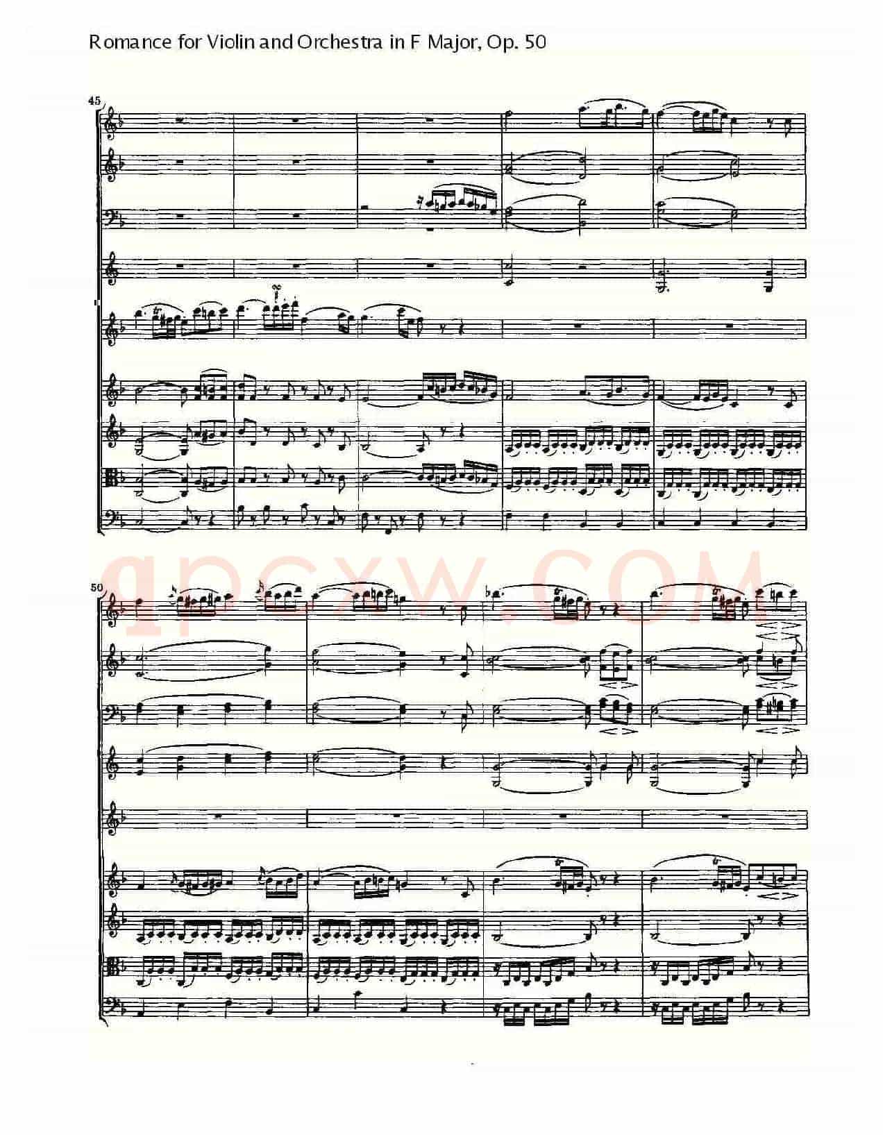 小提琴与管弦乐奏F大调浪漫曲 Op.50