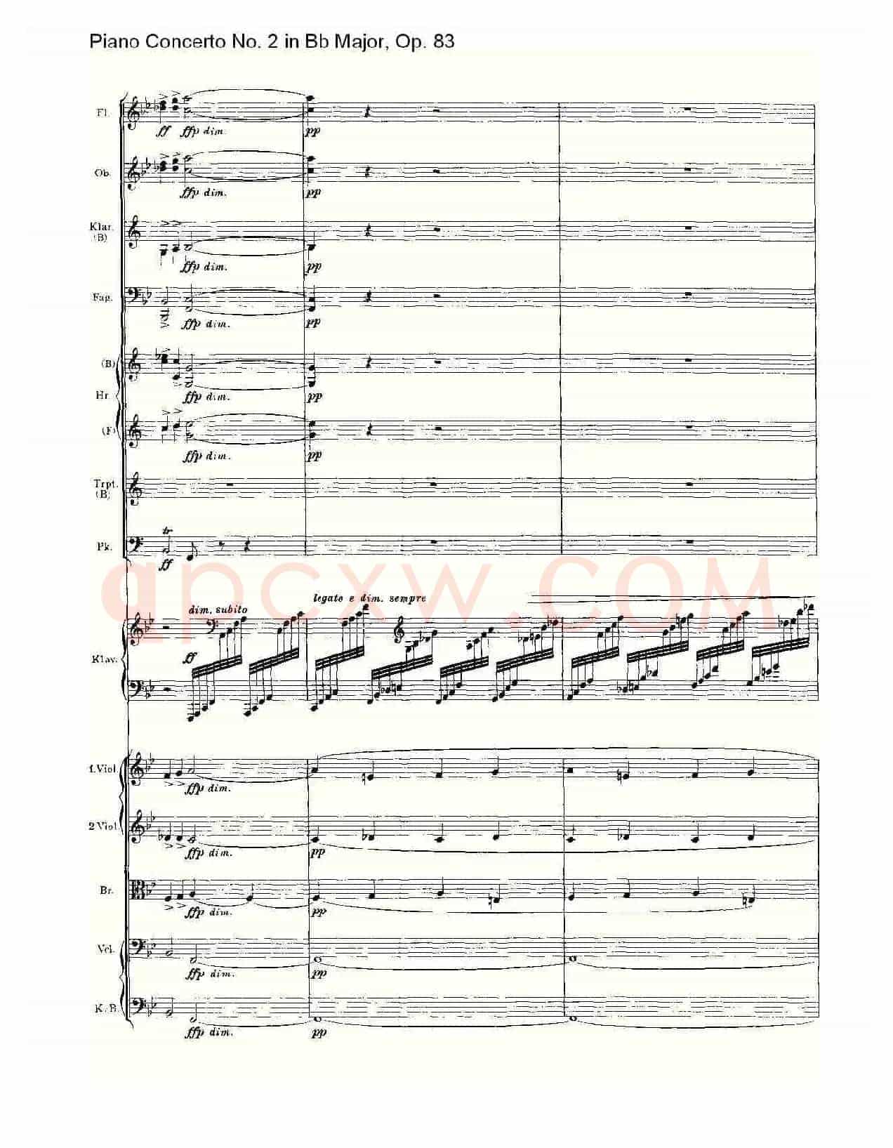 Bb大调钢琴第二协奏曲, Op.83第一乐章(一)