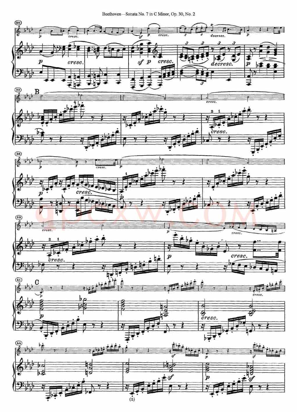 Violin Sonata No.7 in C Minor Op.30 No.2（小提琴+钢琴伴奏）