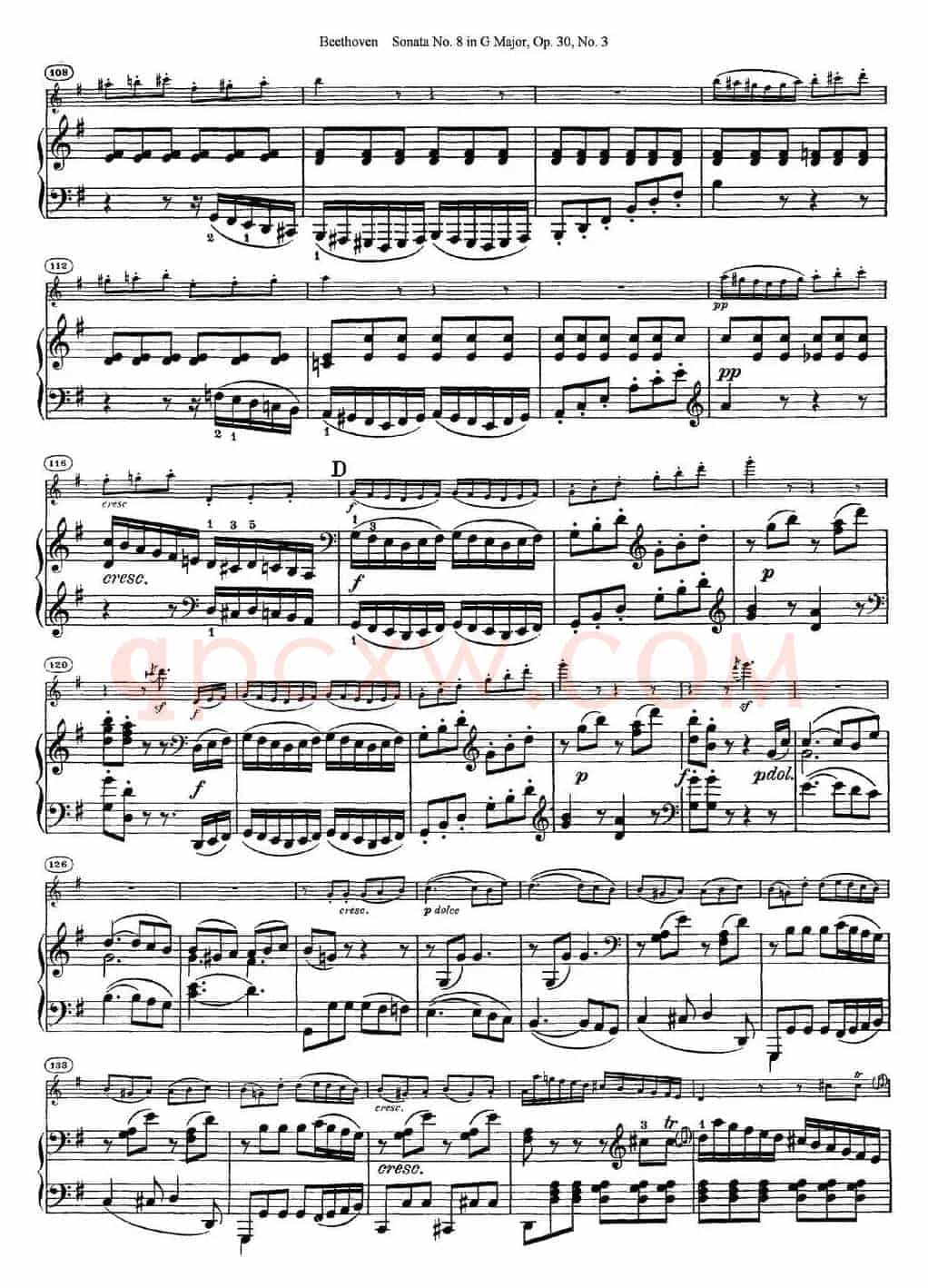 Violin Sonata No.8 in G Major Op.30 No.3（小提琴+钢琴伴奏）