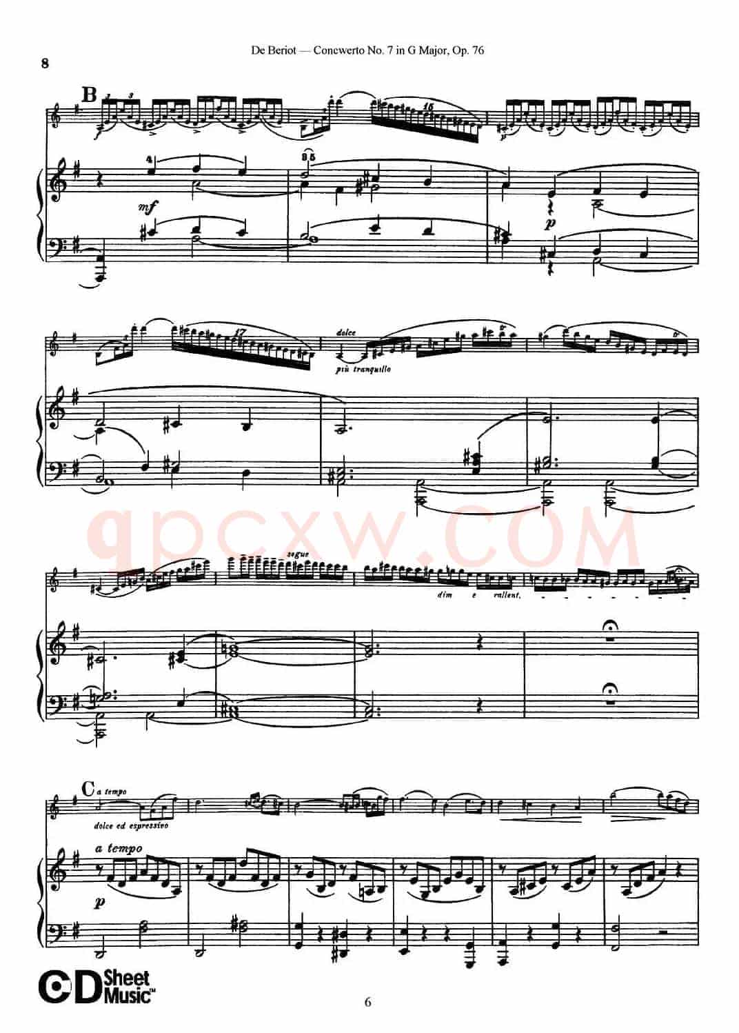 G大调第七协奏曲（Concerto No.7 in G Major）Op.76（小提琴+钢琴伴奏）