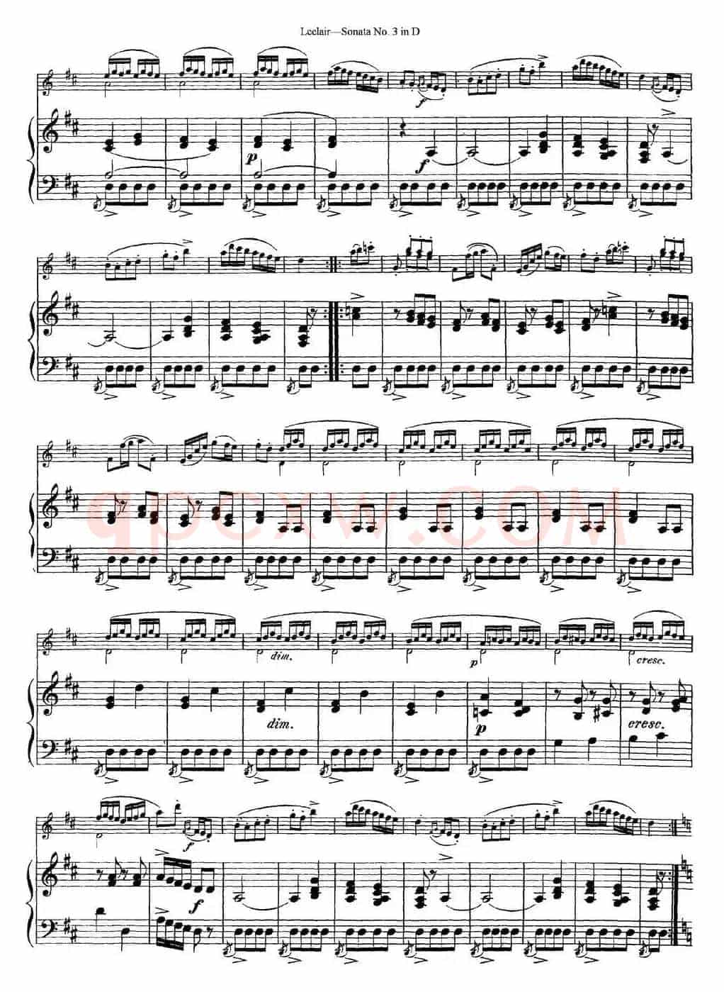 Violin Sonata No.3 In D Major（小提琴+钢琴伴奏）