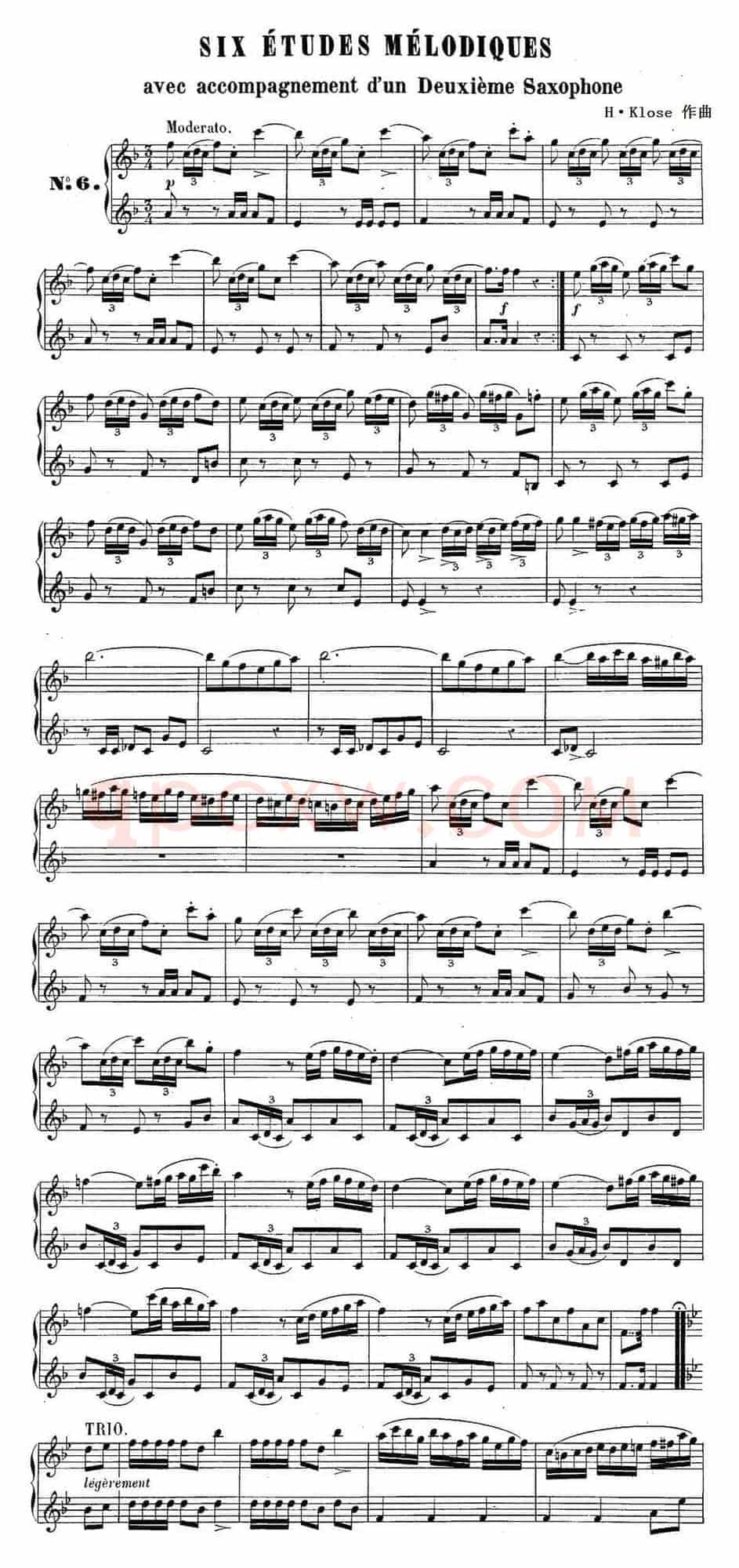 H·Klose二重奏练习曲（No.6）