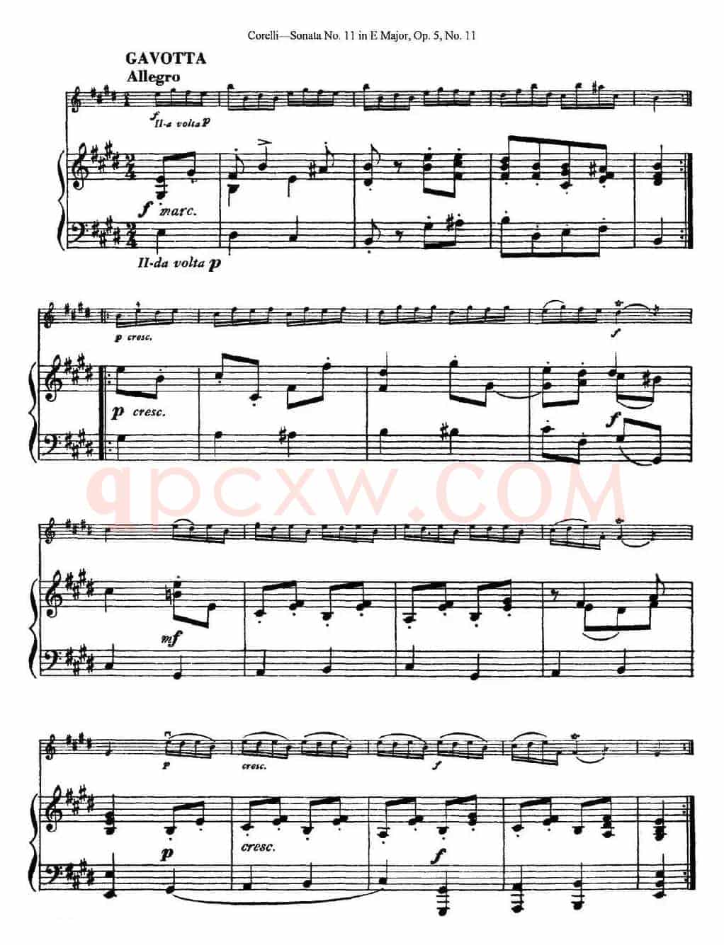 Sonata No.11 in E Major Op.5 No.11（小提琴+钢琴伴奏）