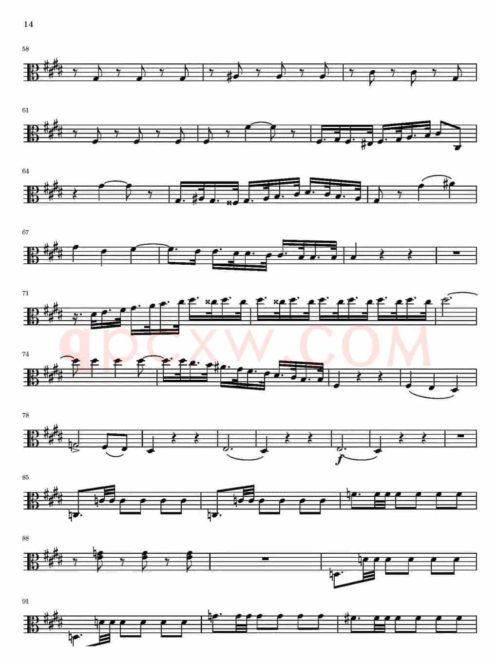 String Quartet nr.18 in E minor（E小调弦乐四重奏）（中提琴分谱）
